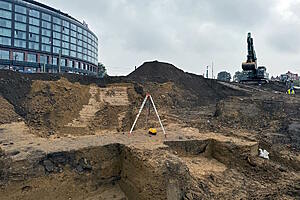 Ausgrabung auf der Theaterbaustelle Rostock.